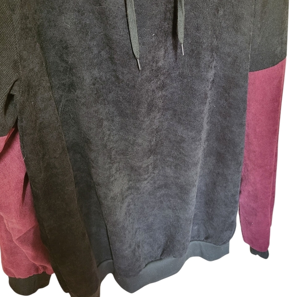 12 Reverb Black Maroon Corduroy Lighweight Guys Hoodie, L - Picture 4 of 7